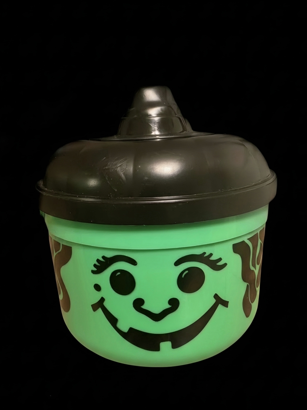 Vintage McDonalds Halloween Bucket Green Witch w Spider Happy Meal Pail w Lid